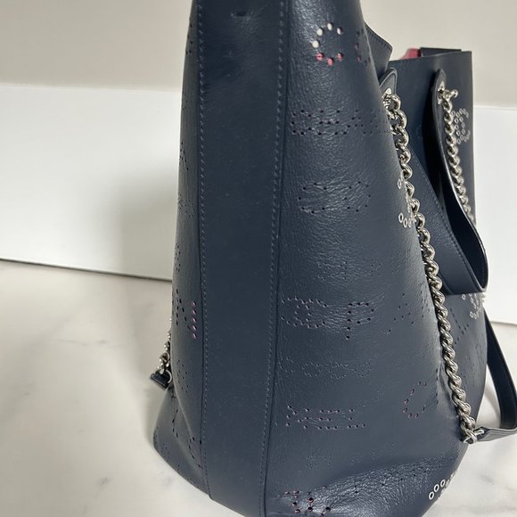 Chanel Button Up Blue Hobo Calfskin large bucket bag - Picture 4 of 5